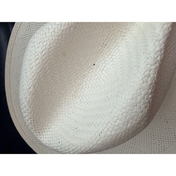 Janessa Leone Marcell Hat M Bleach White Straw Fedora Brown Suede Band USA Chic main image 10